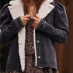 Women’s Sherpa black denim jacket